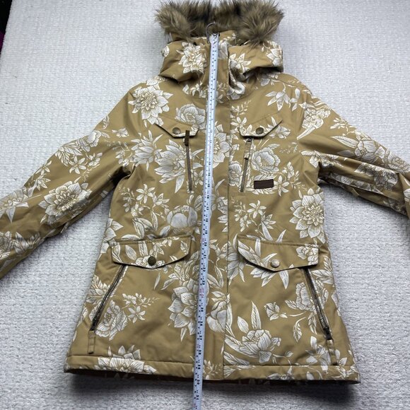 Rip Curl Wom M Winter Jacket 10K Fur Floral AOP Beige Full-Zip Snowboard Ski - Picture 9 of 16